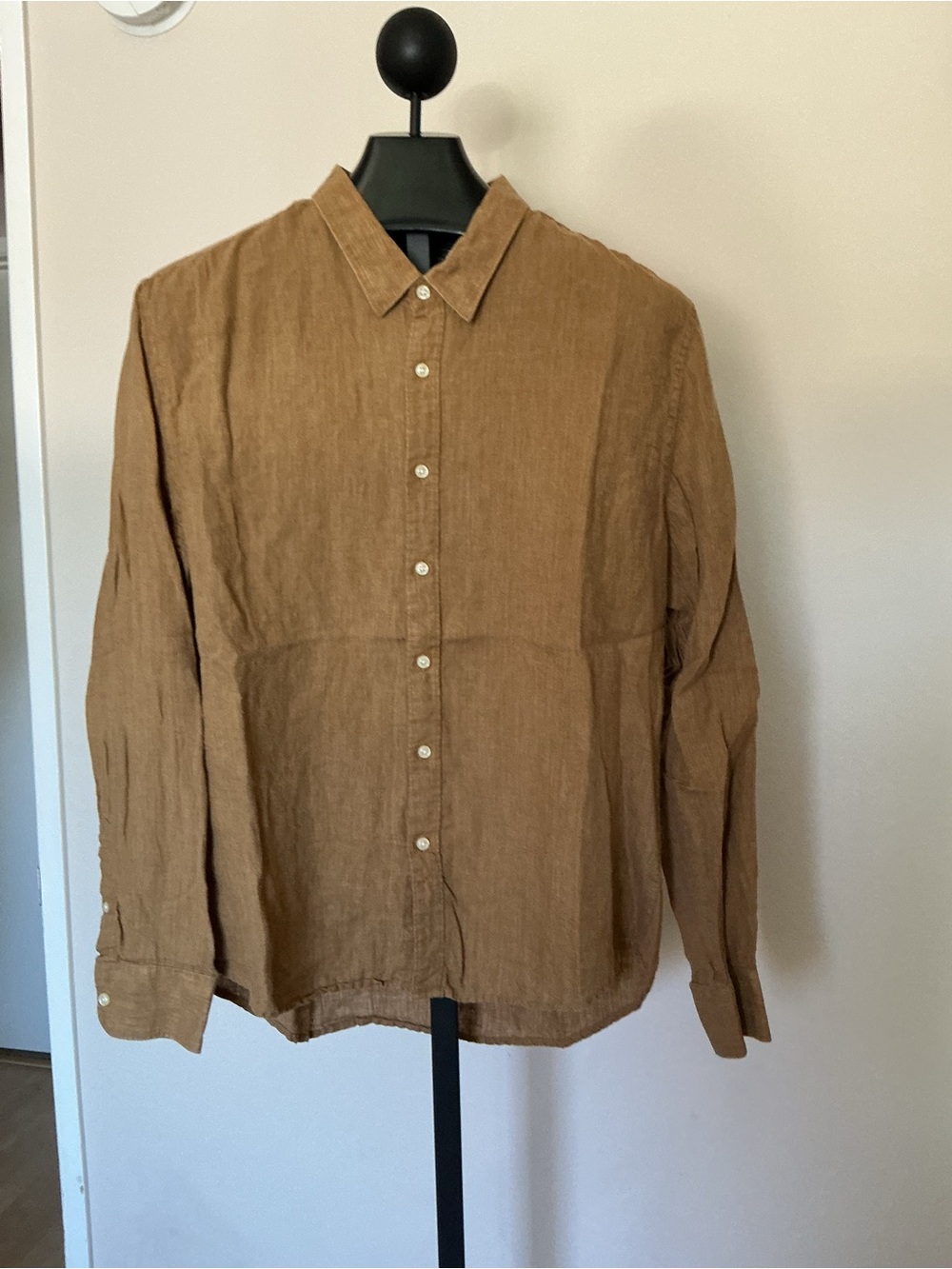 Stitch Note Men's Casual Tan-Brown Button-Down Shirt